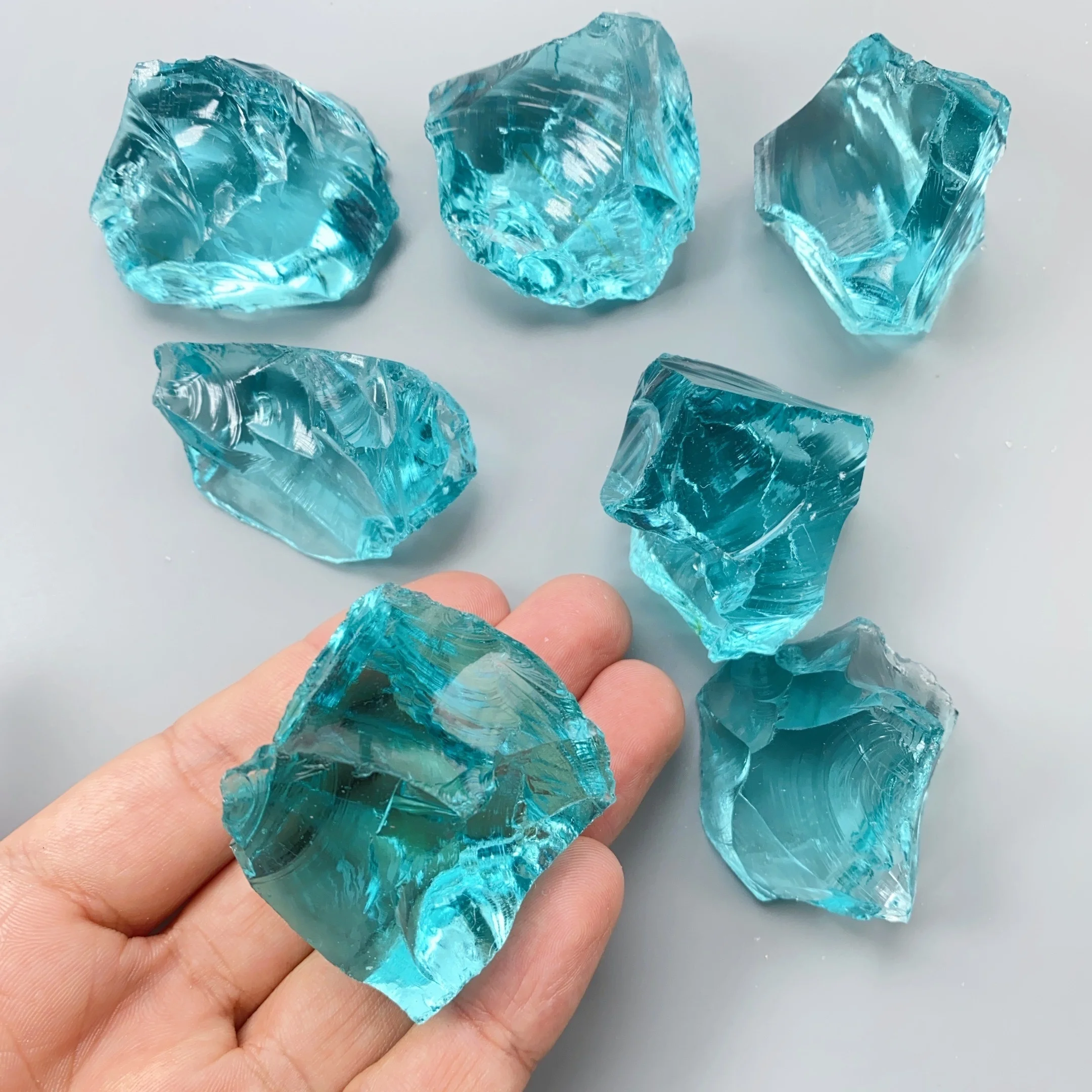 Ice Blue Smelted Quartz Crystal - Sapphire Blue Glass