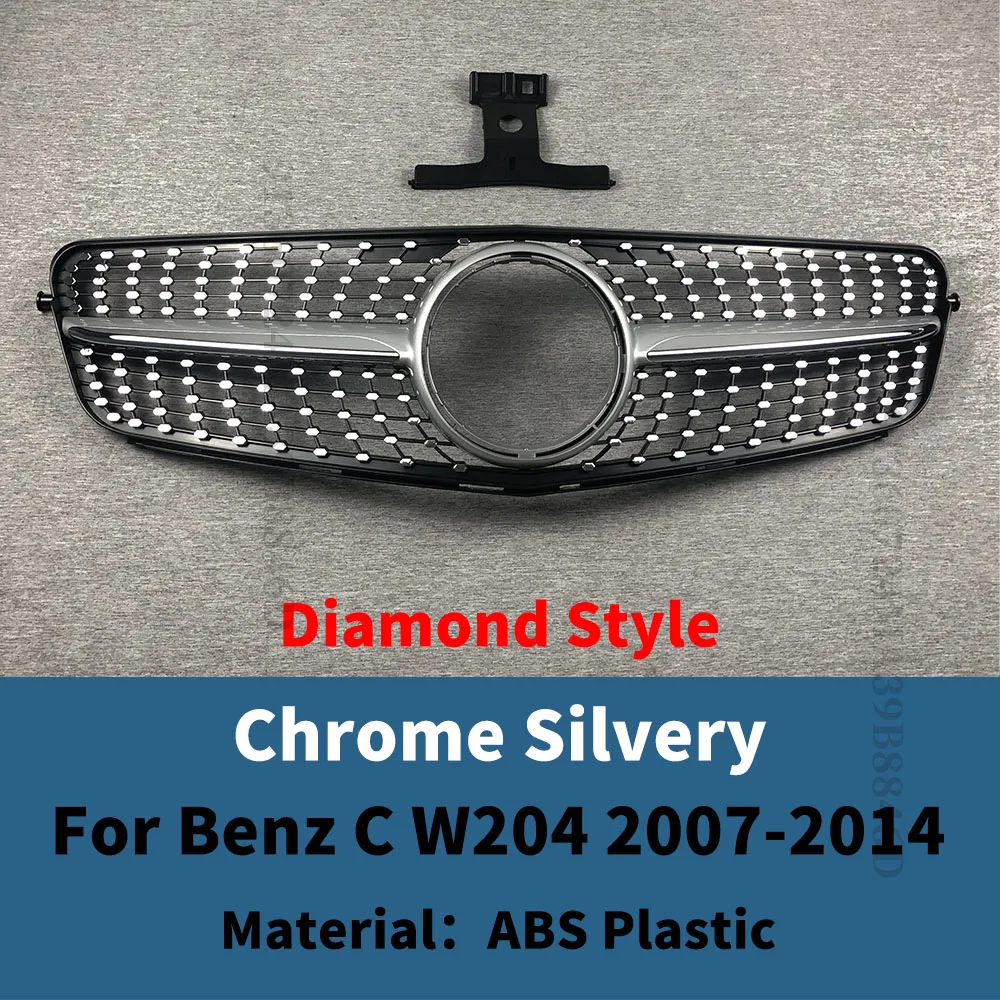 HOCAH Calandre De Course Avant De Voiture Pour Mercedes Benz Classe GLB X247 W247 2019-2023 Grille De Style Diamant De Radiateur De Pare-Chocs Avant,Silver