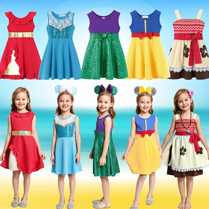 ชุด Elsa Anna แขนกุดผ้าฝ้าย ใส่สบาย น่ารัก