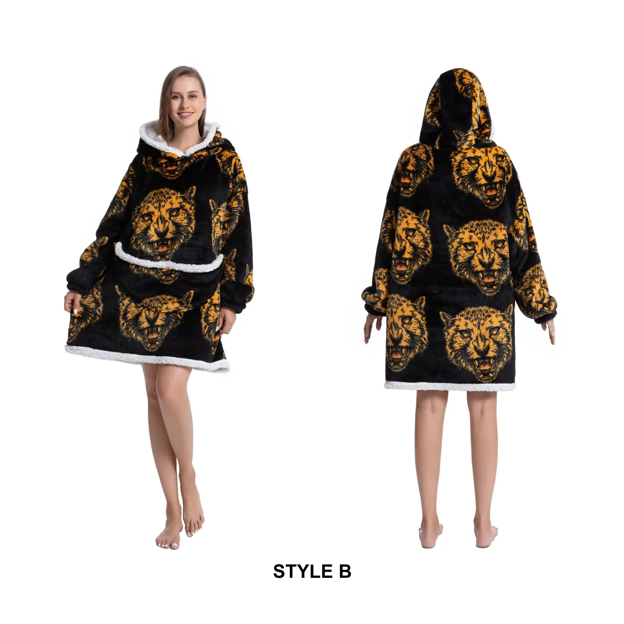 Cozy Sherpa Fleece Oversized Wearable Blanket Hoodie – Warm and Plush Hooded Sweatshirt