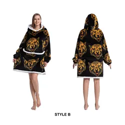 Cozy Sherpa Fleece Oversized Wearable Blanket Hoodie - Warm and Plush Hooded Sweatshirt (Blanket Hooded B)