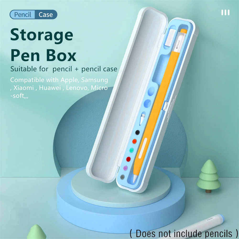 

Universal Pencil Box For Apple 1/2 Samsug Xiaomi Huawei Pen Accessories Storage Case Silicon Touch pen Cover Stylus Box nib Case