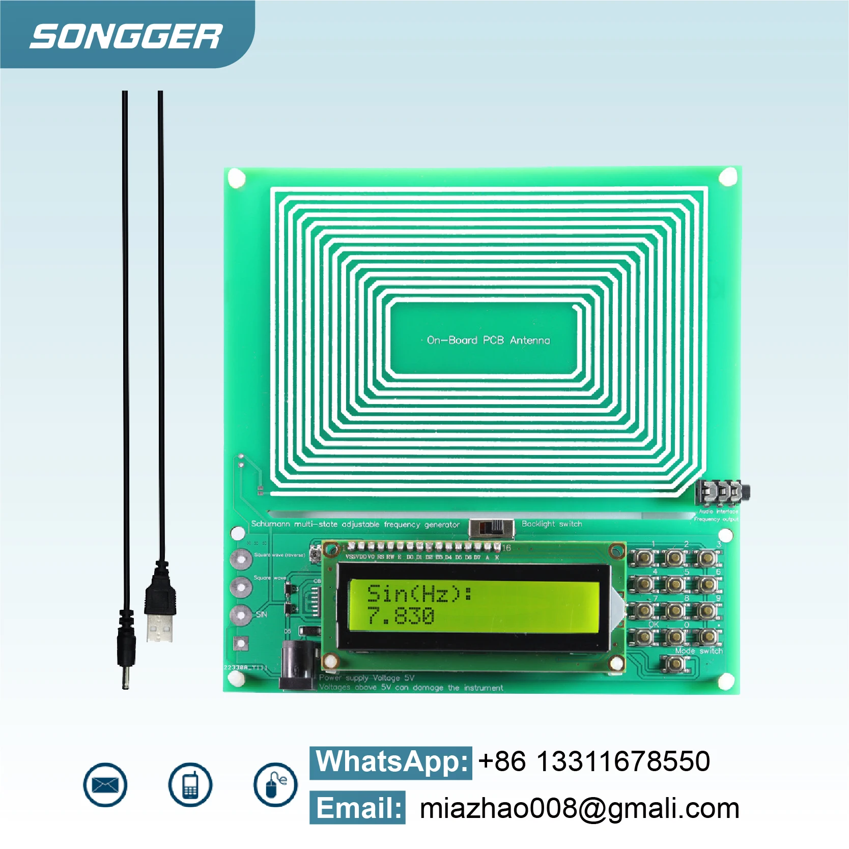 Generatore di segnale sinusoidale a bassa frequenza 0.1Hz 30000Hz modalità risonanza Schumann 7.83Hz modulo regolabile con displ - immagine 6