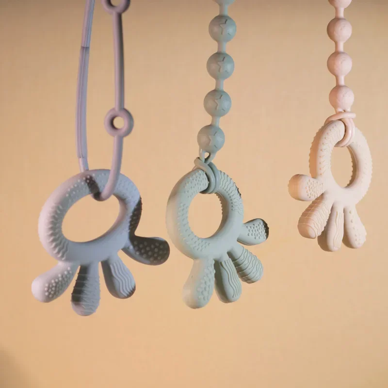 Baby Silicone Teethers Cartoon Octopus Silicone Teeth Grinding Stick Toy Newborn pacifier Children's Growth Gift silicone teether