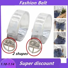 

2Styles 5Colors Cute Round Square Heart Shape Metal Pin Buckle Clear Belt Girl Dress Decorative Transparent Waistband 105-110CM