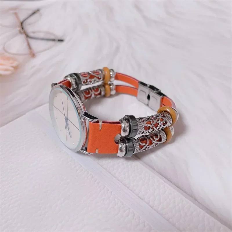 Handmade Retro Leather Watch Band - 20mm/22mm Adjustable Strap