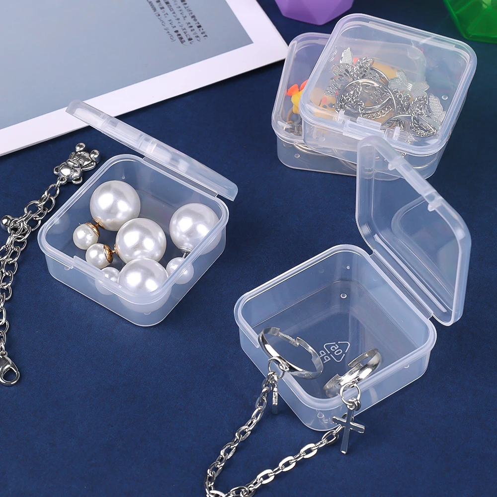 12/1Pcs Transparent Storage Box Jewelry Container Plastic Square Box Case Organizer Packaging For Jewelry Beads Earrings Storage 4