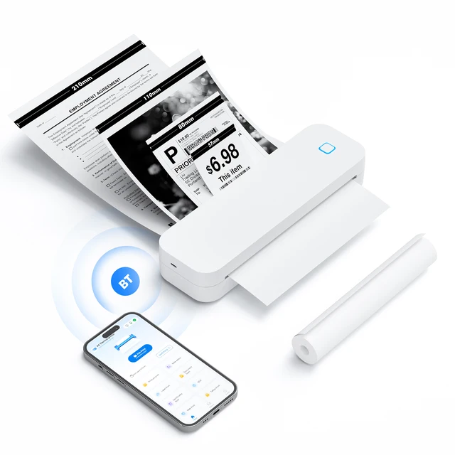 Stampante Termica Portatile A4 - Bluetooth Per Smartphone E PC, Senza Inchiostro, Ideale Per Ufficio E Viaggi