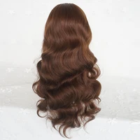Perruque synthétique longue ondulée marron avec frange pour femmes, perruque de Cosplay Lolita moelleuse naturelle résistante à la chaleur pour fête quotidienne 2