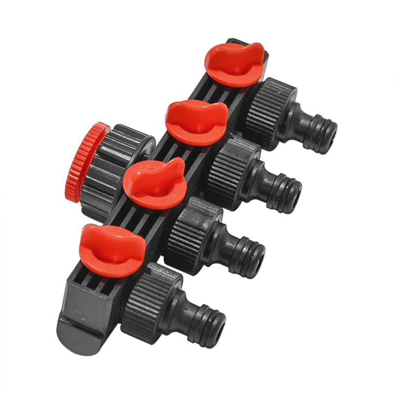 

4 Way Distributor ABS Plastic Garden Hose Pipe Splitter Water Connector Tap Shunt Watering Pipe Connector Plant Irrigation Tool