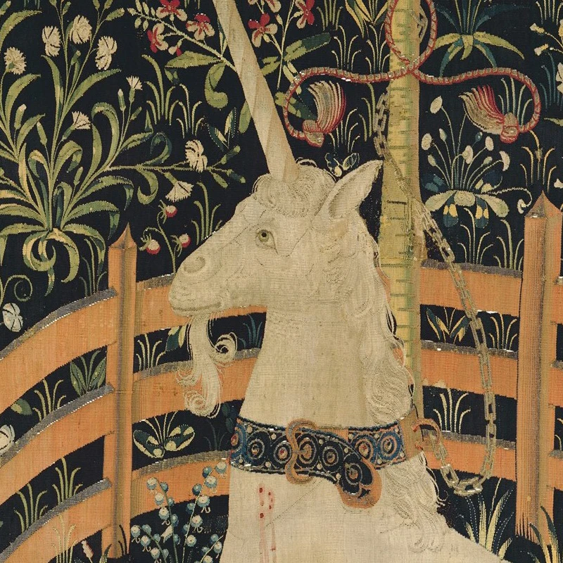 Tapisserie Belge « Seul Désir » – Dame Médiévale Et Licorne, 16x27 Pouces, Tissée Main