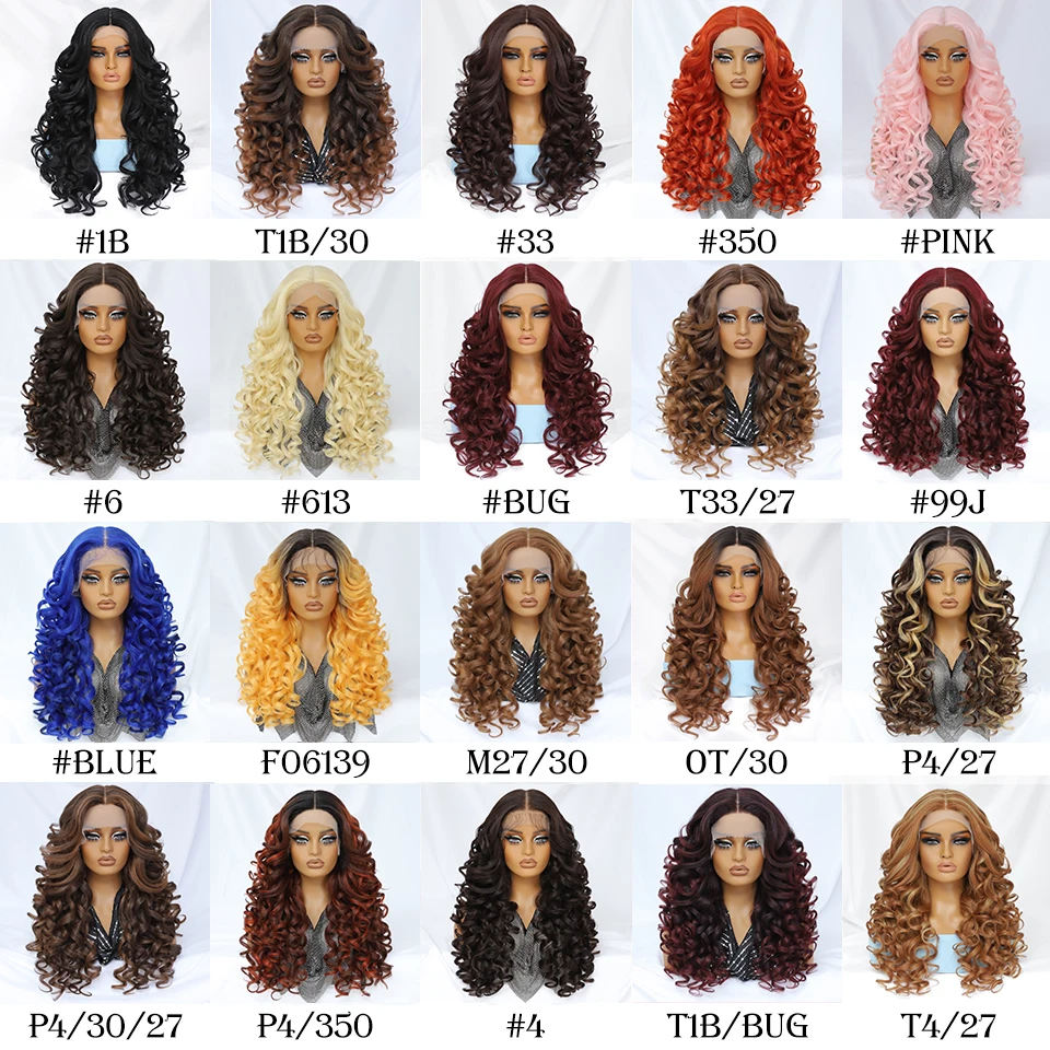 Lace Front Wig 24 Inch Curly Synthetic Blonde Orange Female 13X4X1 For Black Women Cosplay Hair Daily Use