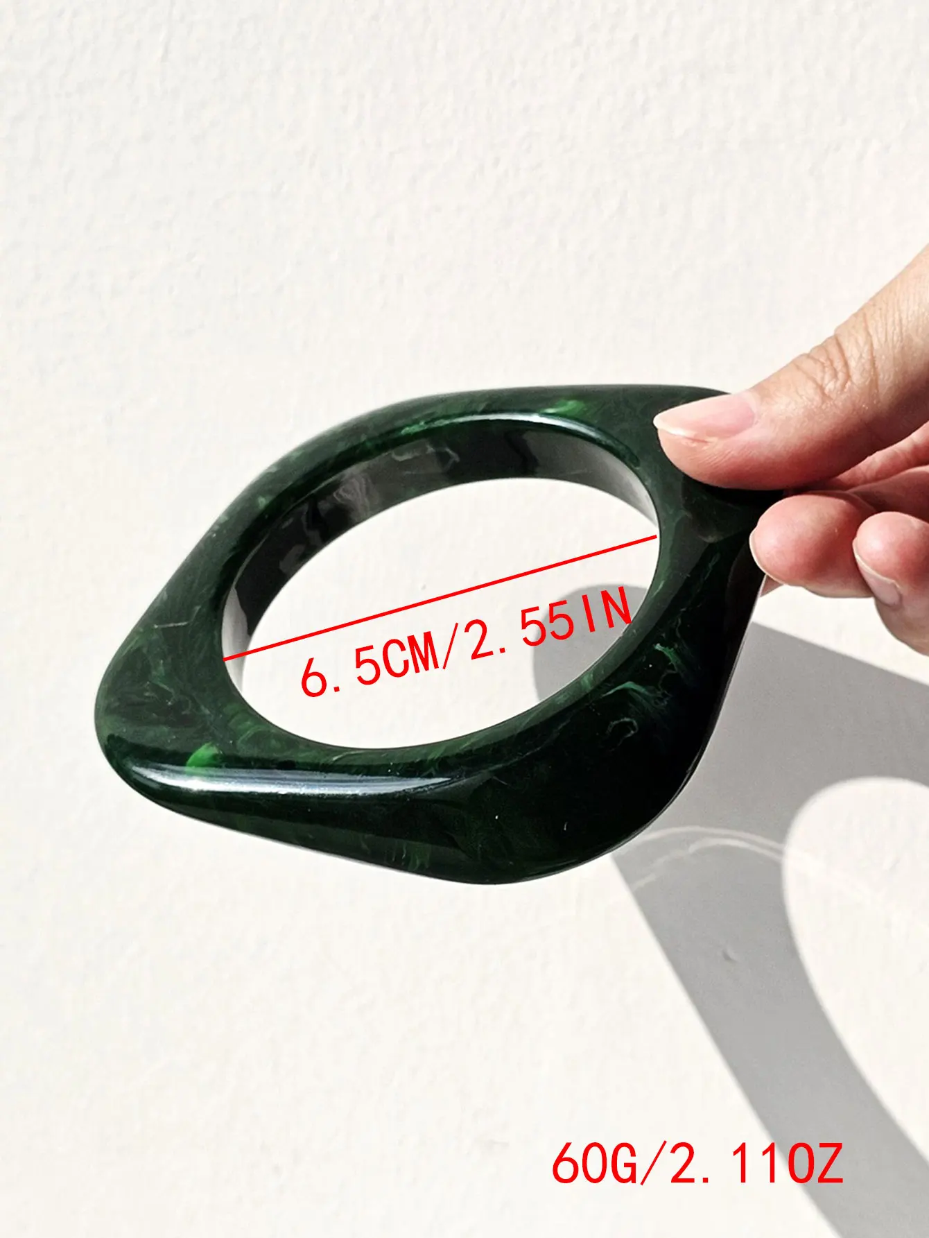 Resin Bracelet Retro Geometric Irregular Square Green Smudge Chunky for Women Girl Vintage Bangle