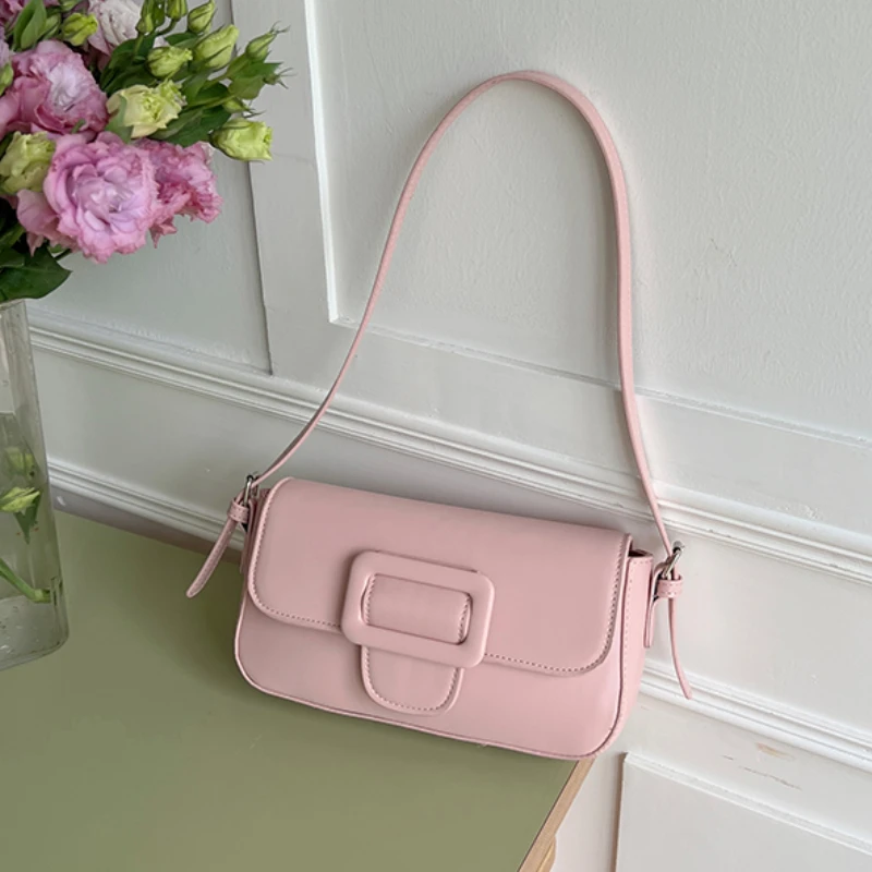 

Vintage Design Women Underarm Bag Solid Color Female Girls Small Shoulder Bags PU Leather Ladies Purse Handbags Armpit Bag