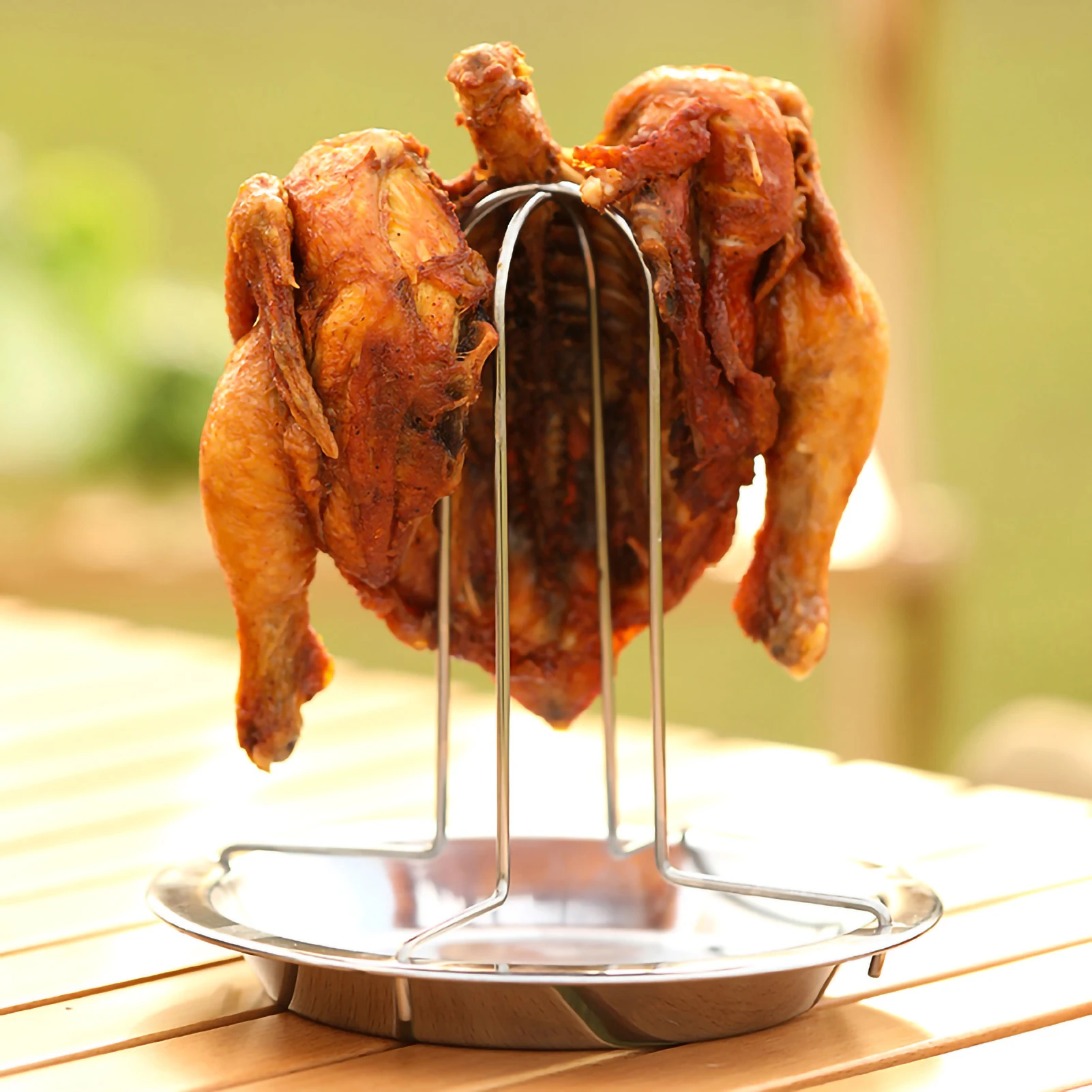 Roasting Grill Stand Chicken Roaster Rack Kitchen Outdoor BBQ Tools Carbon Steel Non-stick Grilled Chicken Plate