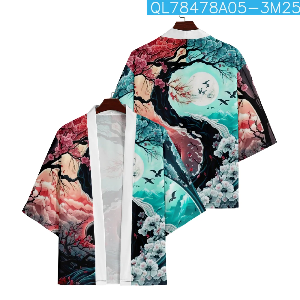 Kimono Plus Size 6XL 5XL 4XL Fashion Summer Beach Japanese Robe Cardigan Women Men Shirts Yukata Haori