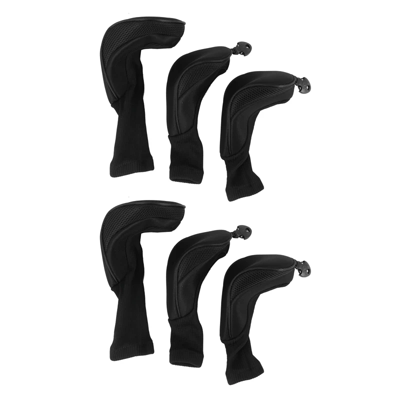 

Black Golf Head Covers Driver 1 3 5 Fairway Woods Headcovers For Golf Club Fits All Fairway And Driver Clubs 6Pcs