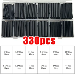 Heat Shrink Tubing Kit - Thermoresistant Electrical Cable Insulation and Protection Sleeve for Mixed - size (Black- 330pcs(box))