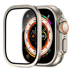 Premium Tempered Glass Screen Protector with Metal Frame for Smartwatch - Anti-Scratch and Durable (Titanium)