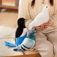 New Lifelike Bird Plush Toys Simulation White Green Pigeon Lovely Magpie Stuffed Animal Doll Photography Props Home Decor Gifts 4