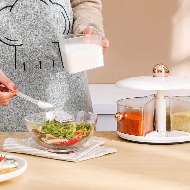Kitchen Multifunctional Spice Dispenser 360 Rotating Large Capacity Spice Seasoning Box