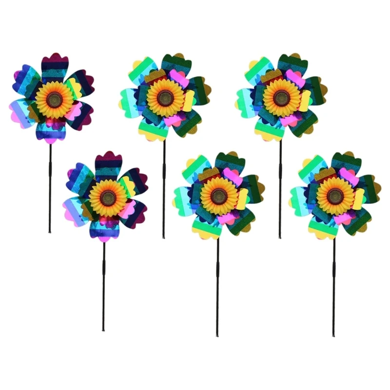 

3D Flower Wind Spinner Colorful Plastic Windmill Garden Pinwheel for Outdoor Garden Yard Lawn Decorations Kid Gift Toy F1CC