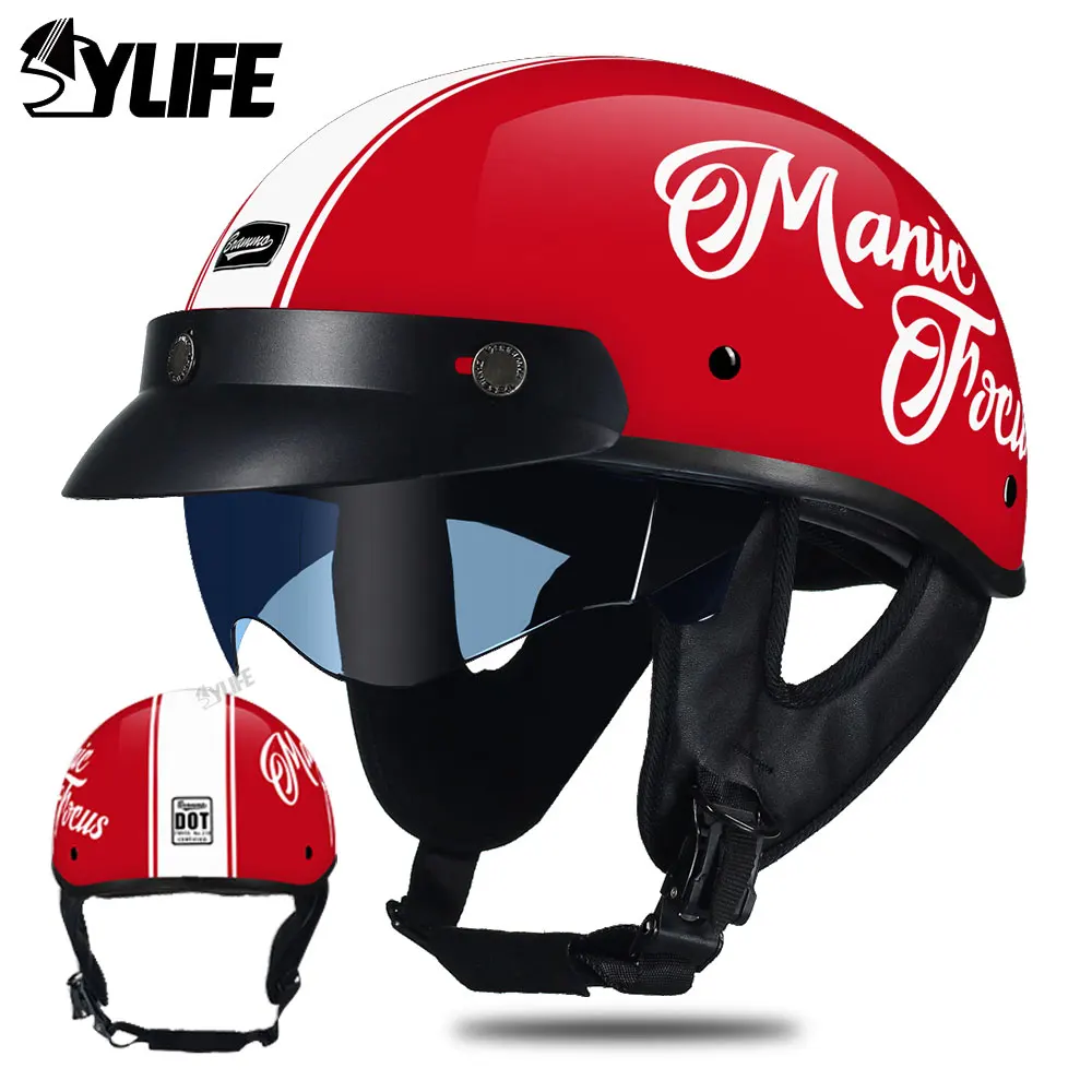 

DOT Certification Motorcycle Helmet Retro Casco Moto Half Helmet Capacete De Moto Helmet ABS Material Men Women Scooter Helmet