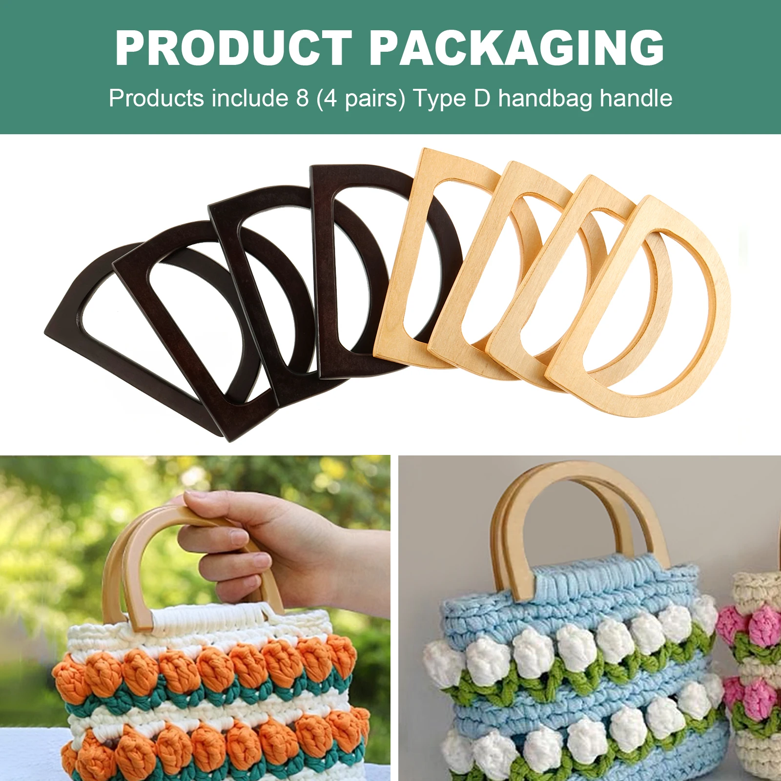 8Pcs Bag Handle D Shaped Handbag Handles 2 Colors Purse Handles 3.3&times;4.7&times;0.35 Inch Purse Handle Tool Decorative Handbag