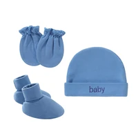 Newborn Birth Set Cotton Boy Girl Accessories Photography Props 3Pcs Set Baby Hat+Gloves+Foot Cover Anti Scratching Baby Stuff 5