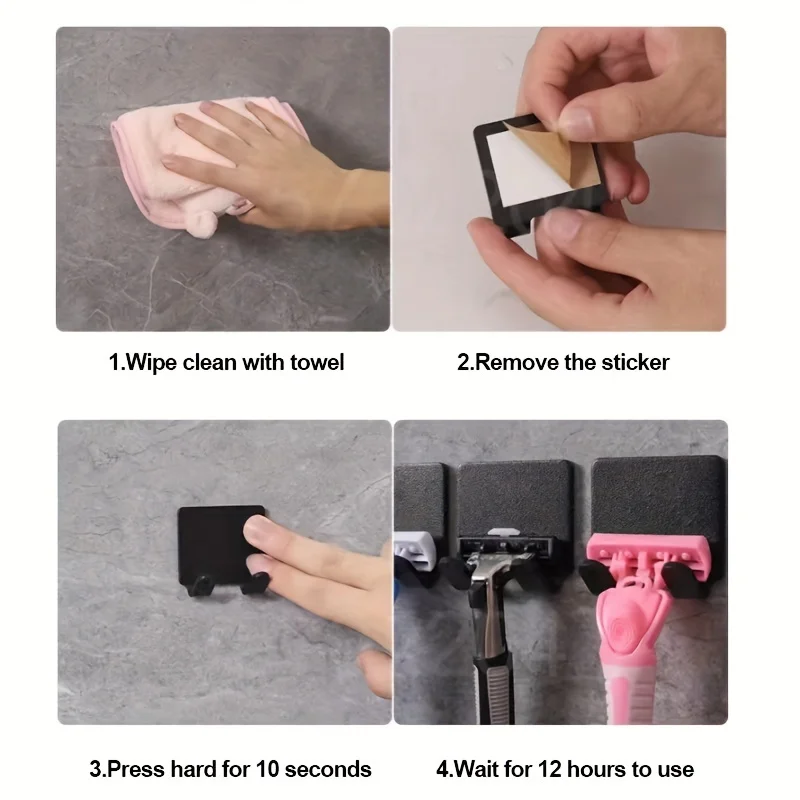 Razor Holder 2PCS Adhesive Wall Mounted Bathroom For Shower Hook Rack Gillette Shaver Shaving Holder