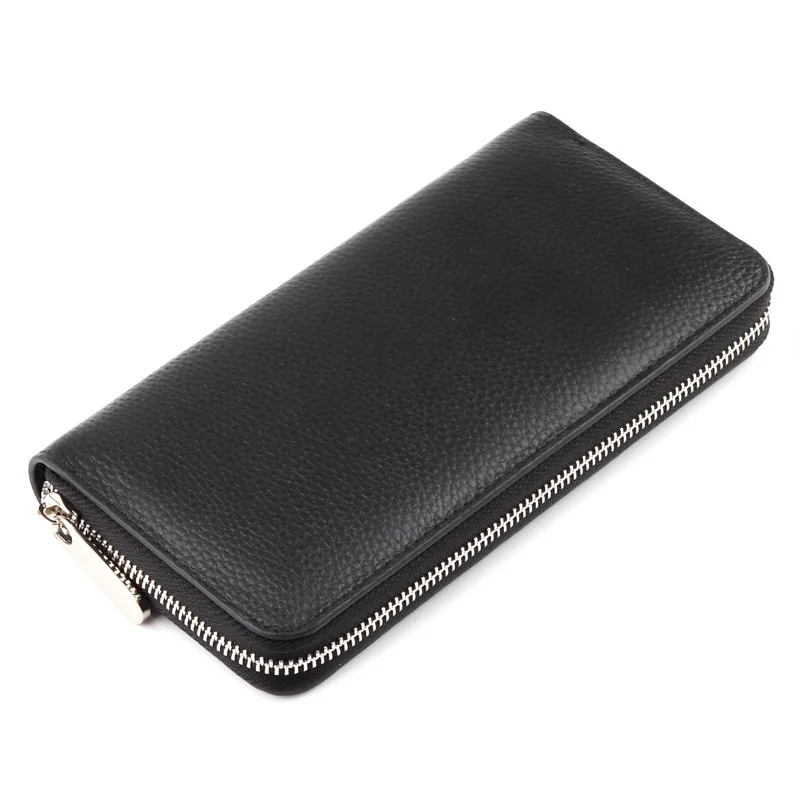 Genuine Leather Women Long Wallet Fashion Female Clutch Wallet Card Holder Coin Zipper Purse Phone Pocket Luxury High Quality