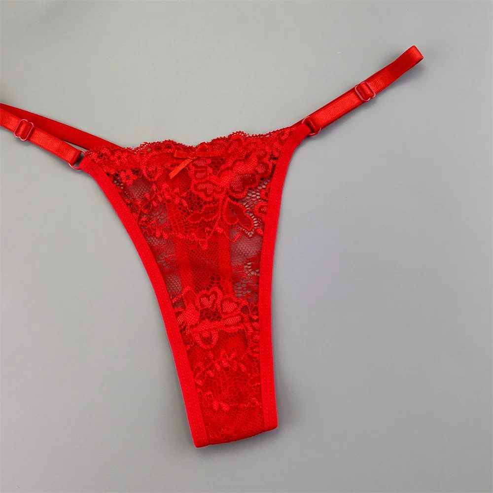 Women Underwear Sexy Thongs Perspective Lace G-String Panties Low Waist Plus Size 3Pcs for Women women underwear