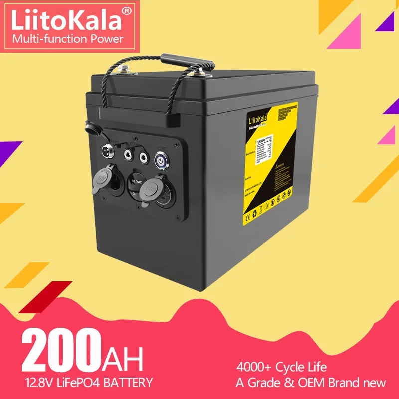

LiitoKala LiFePO4 Rechargeable Battery, Built-in BMS for Children's Scooters, Marine Engines, 200Ah,12V,Duty-free Package