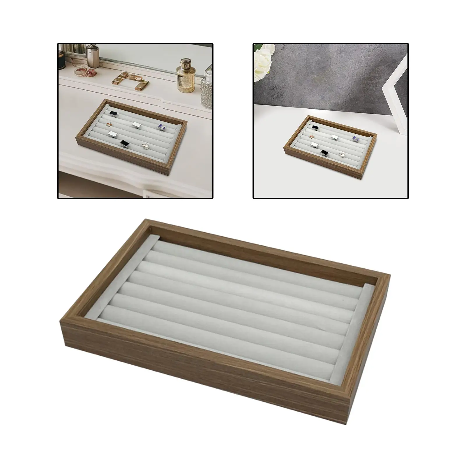 Wood Jewelry Trays, Organizer, Display,Storage Tray, Showcase Holder for Necklace Collectibles Brooch Bracelet Watches