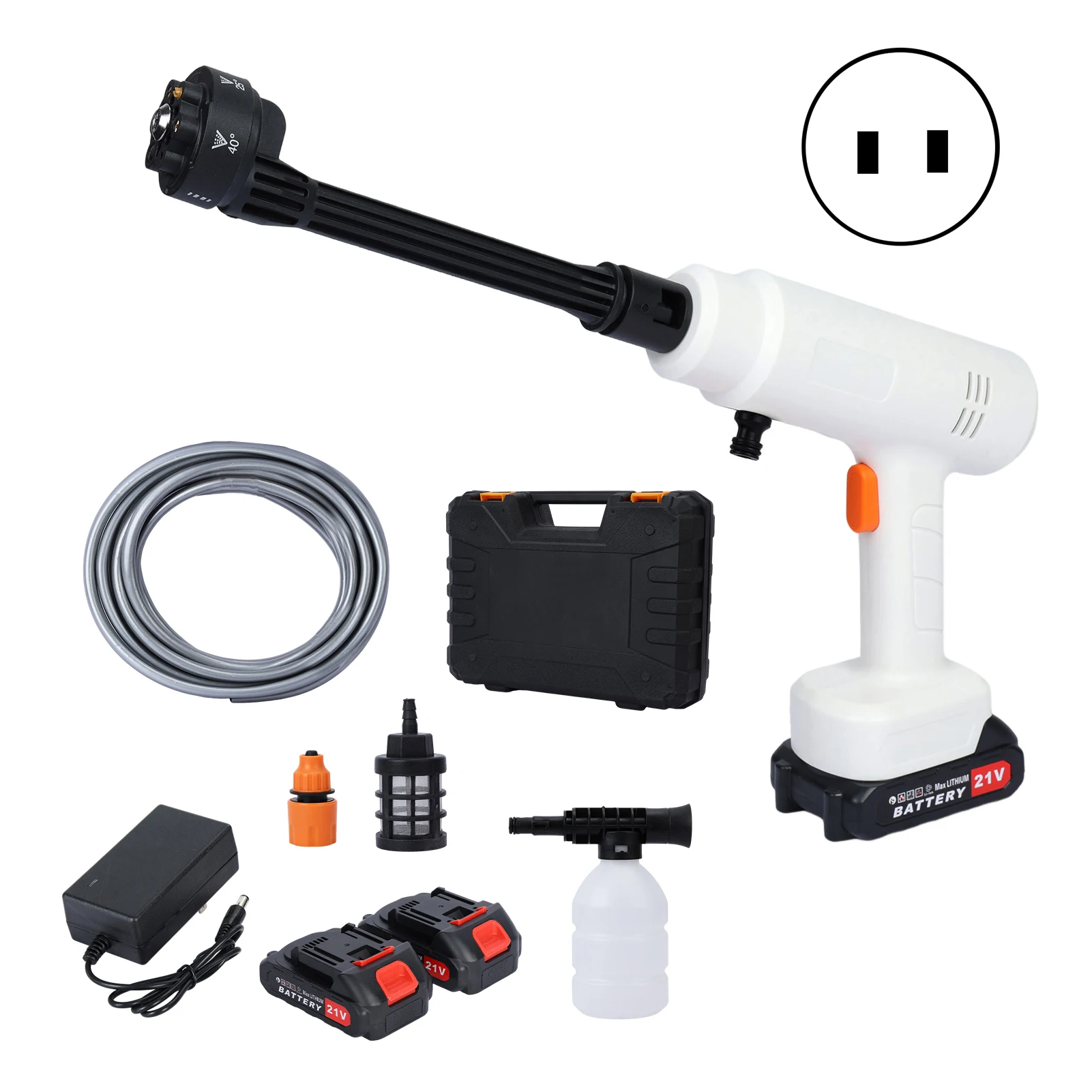 Electric Pressure Washer 180W Portable Auto Cordless Electric Power Washer 6-in-1 Adjustable Nozzle 2 Batteries 1Charger