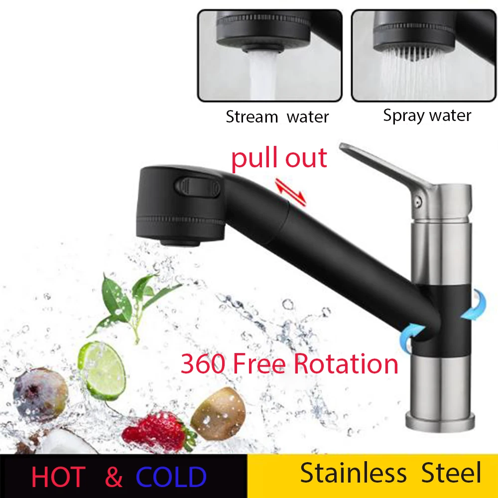 kitchen sink faucet taps material full stainless steel mixer water cold &amp hot single handle ceramic valve core |