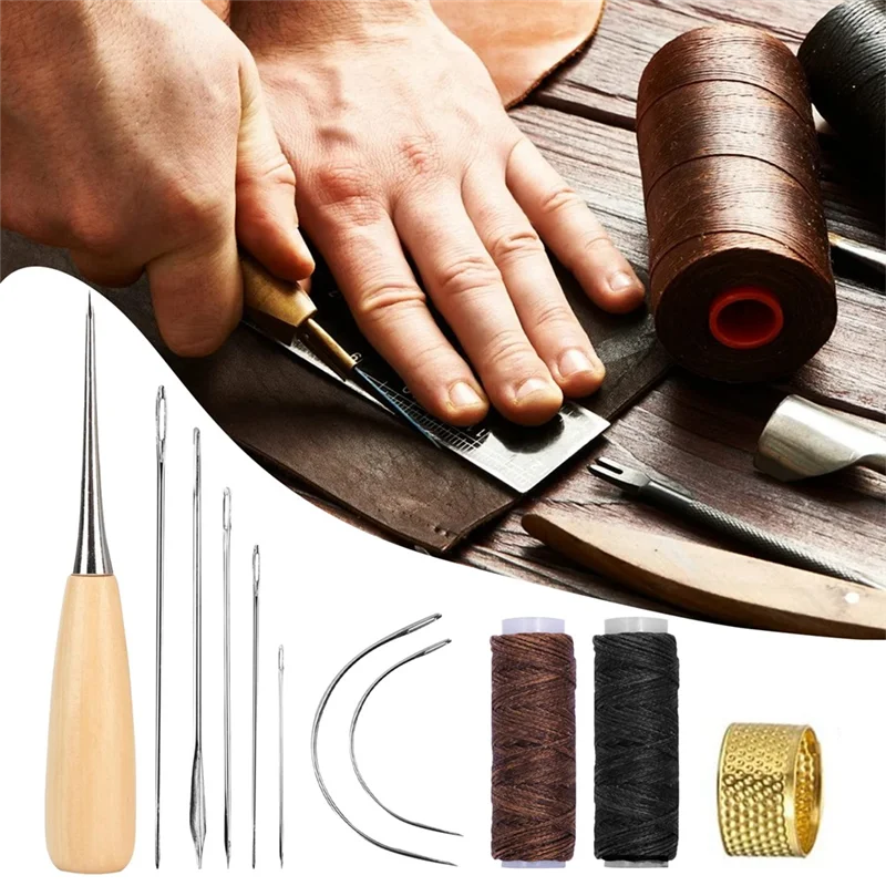 A45G-11 Pcs Leather Sewing Tool Kit, Leather Craft Stitching Sewing Kit For DIY Crafts Canvas Repair
