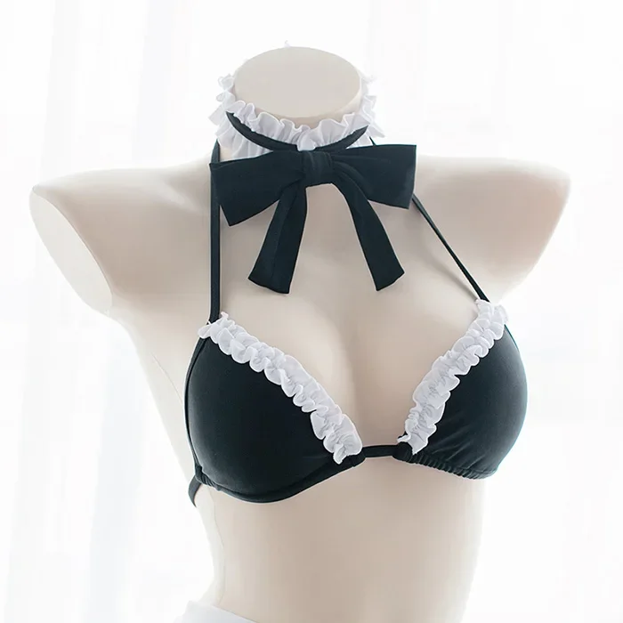 Women Lingerie Women Lingerie Set Women Cosplay Costume Womens Cute Anime Maid Costume Lingerie Lolita Japanese Schoolgirl Uniform Maid Outfit Cosplay Bra Panty Skirt Necklace Leg Ring