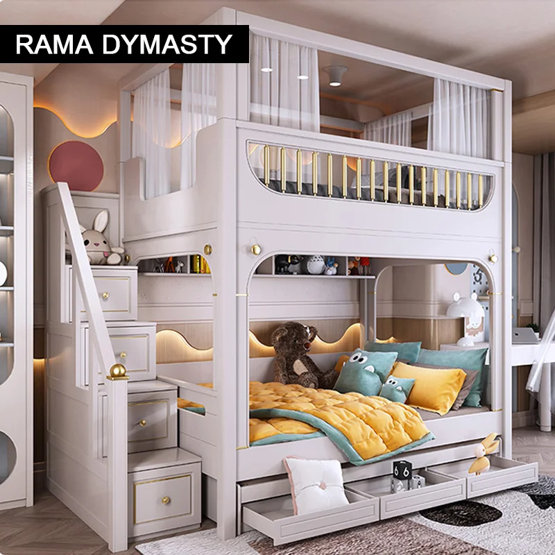 

Light Luxury Bunk Bed Bunk Bed Same Width Simple Mother And Child Bed Multifunctional Combination Bed Sliding Slide Bed