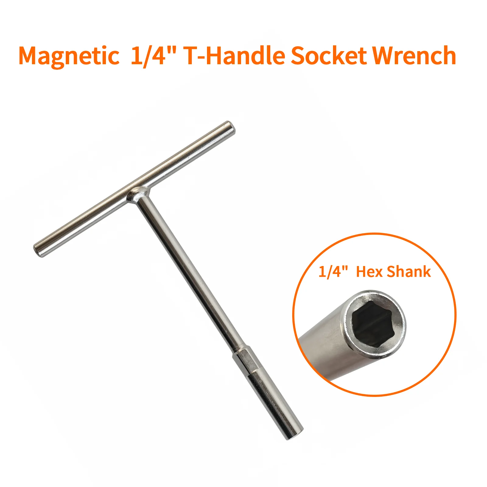 Magnetischer 1/4" T-Griff-Steckschlüssel, professioneller CR-V-T-Bar-Treiber mit magnetischer Halterung für Schraubendreher-Bits, Motorradreparatur – Detail 1