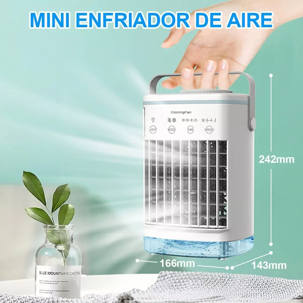 Mini Climatiseur Mobile, Refroidisseur d'aire 3 en 1 Ventilateur Climatiseur  3 Vitesses Climatiseur Portable Personnel