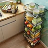 Fruit Vegetable Storage Basket 5 Tier Stackable Fruit Storage Rolling Cart Metal Wire Vegetable Baskets Bins Rack with W 2
