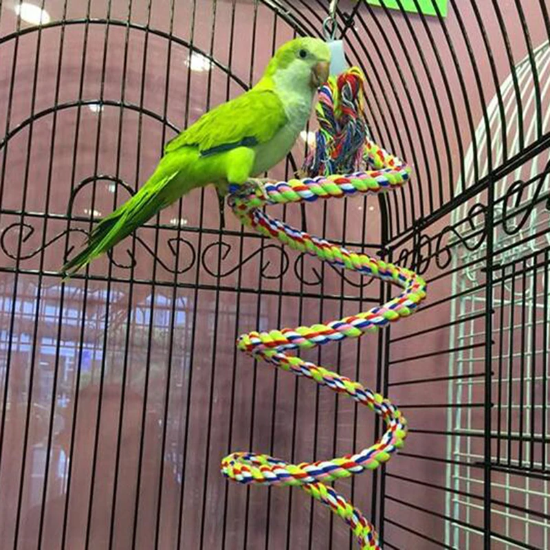 Parrot Hanging Nibble Toy Parrot Colored Cotton Rope Rotating Ladder Bird Cage Small Toy Pet Training Accessories parrot toy bird toy