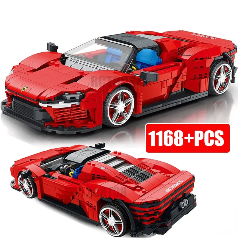 2022 Technical Car Ferraried Daytona Sp3 Model Building Block Moc Creative Racing Vehicle Supercar Set Mattoni Giocattoli Fai Da Te Per Bambini