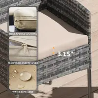 3-Piece Outdoor Patio Furniture Set with Glass Table, Wicker Chairs, and Cushions (Gray & Beige) 5