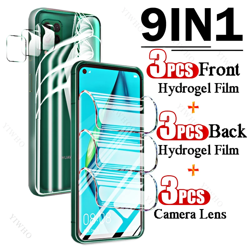 

Гидрогелевая пленка 9 в 1 с полным покрытием для передней и задней панели телефона Huawei P40 Lite, защита экрана от отпечатков пальцев для объектива камеры Huawei P 40