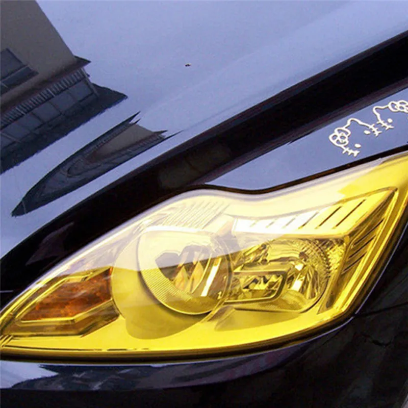 Luz do carro amarelo farol taillight matiz filme de vinil adesivo folha de luz de nevoeiro lâmpada traseira filme de fumaça fosco cor-mudando etiqueta