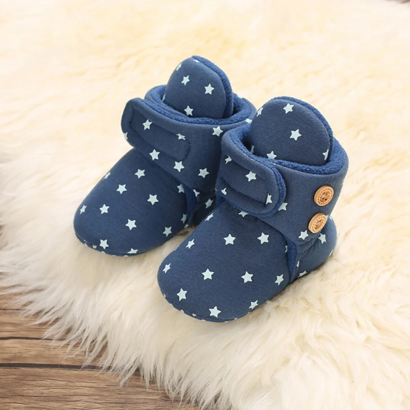 

0-18 Months Baby Walking Shoes Cute Stars Cotton Prints Autumn And Winter Soft Soled Shoes For Both Men And Women Children's