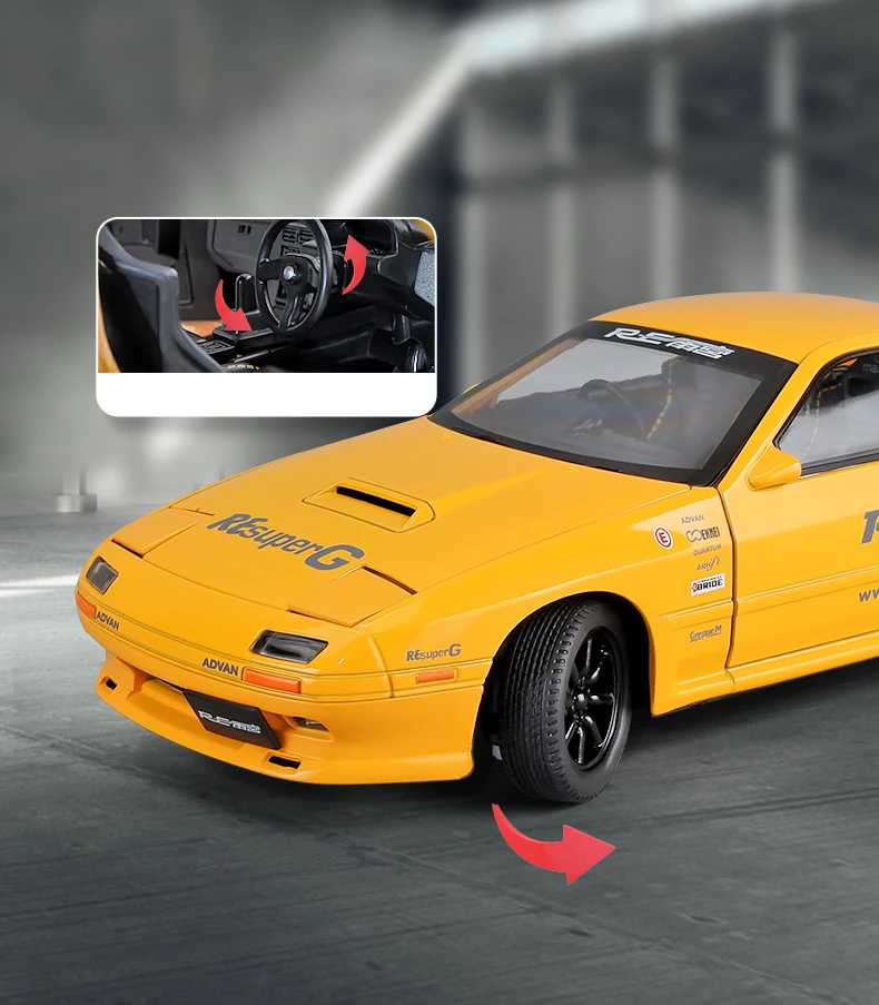 1:24 INITIAL D Mazda RX7 RX-7 Supercar Alloy Model Car Toy Diecast