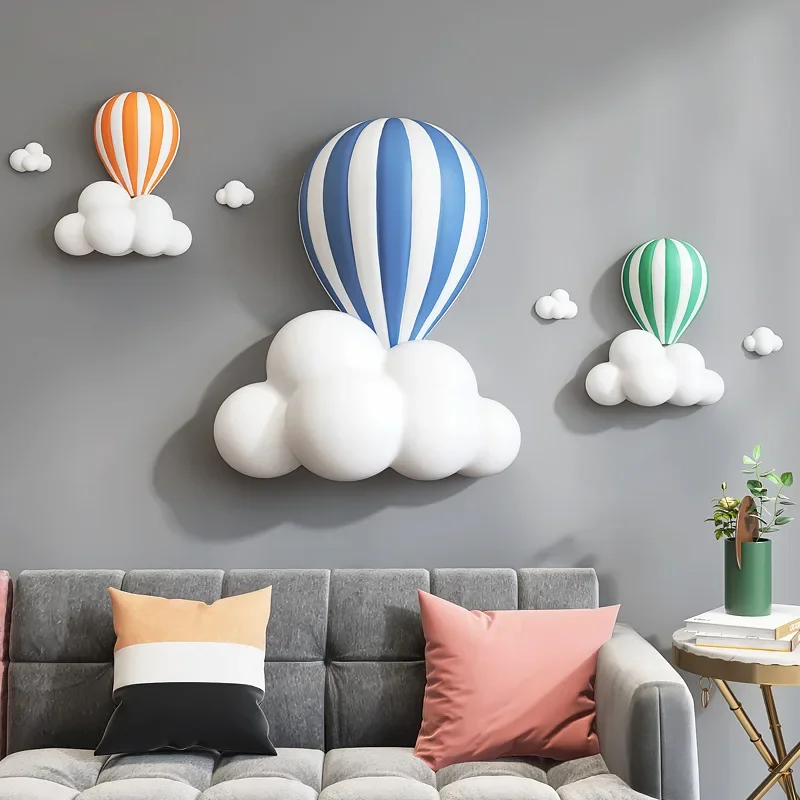 

3D воздушный шар, статуя, домашнее настенное украшение, белое облако, полимерная скульптура, гостиная, спальня, интерьер, Настенный декор